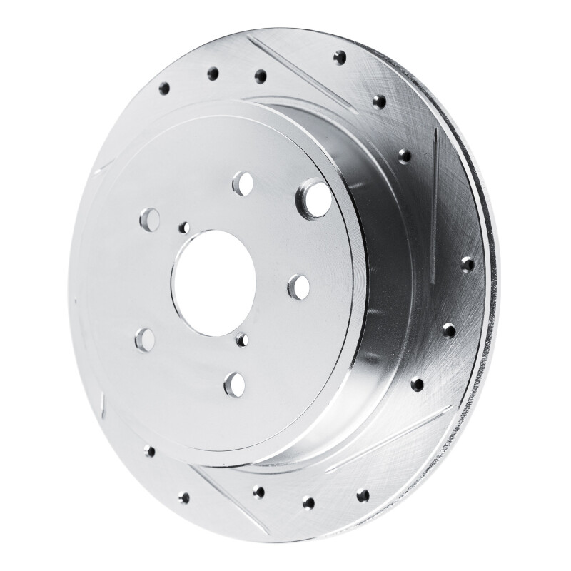 Subaru WRX Brake Rotor (1) - Rear Right - R1 Concepts - Drilled & Slotted - Silver - `22-`25